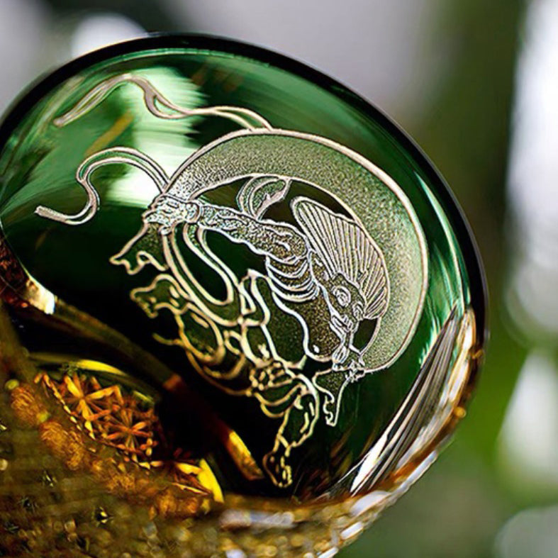 Edo Kiriko Handcrafted Raijin Whisky Glass