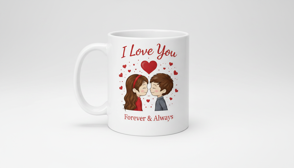 Romantic Ceramic Mug with “I Love You” Design