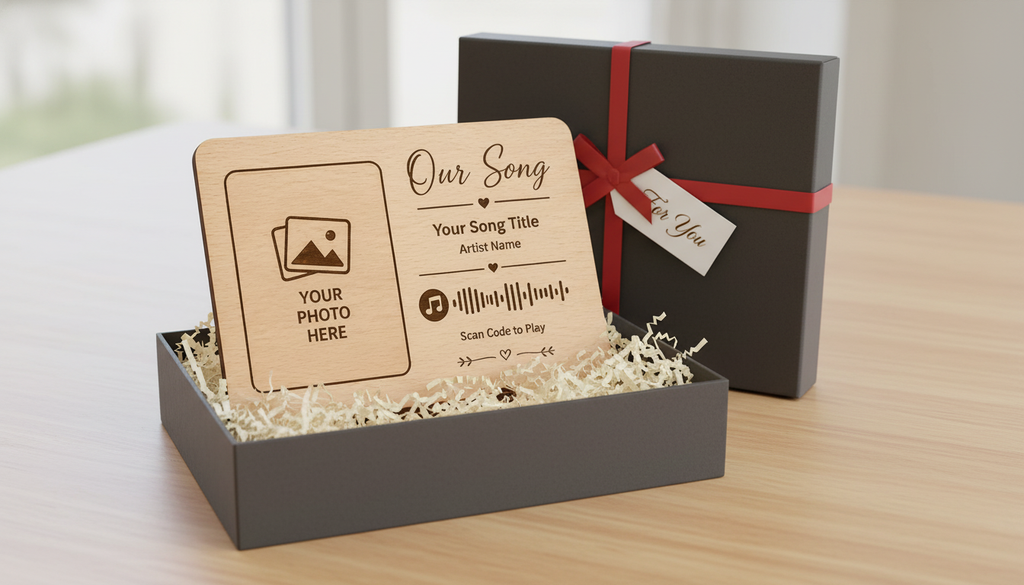 Personalised Wooden Music Plaque with Photo & Song Code