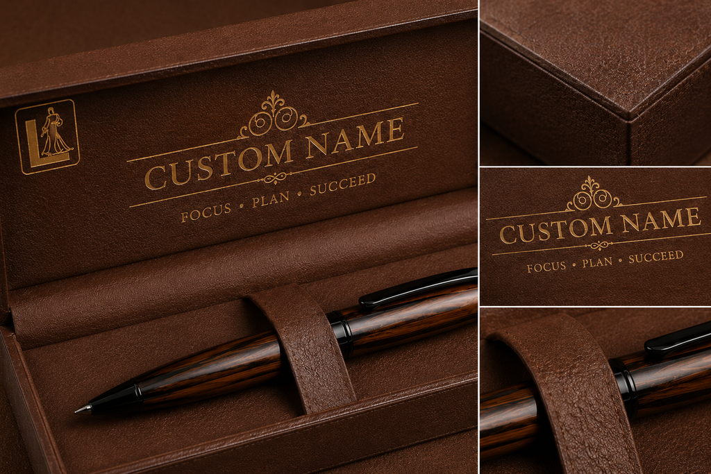 Luxury Walnut Wood Pen Gift Set with Premium Brown Presentation Box