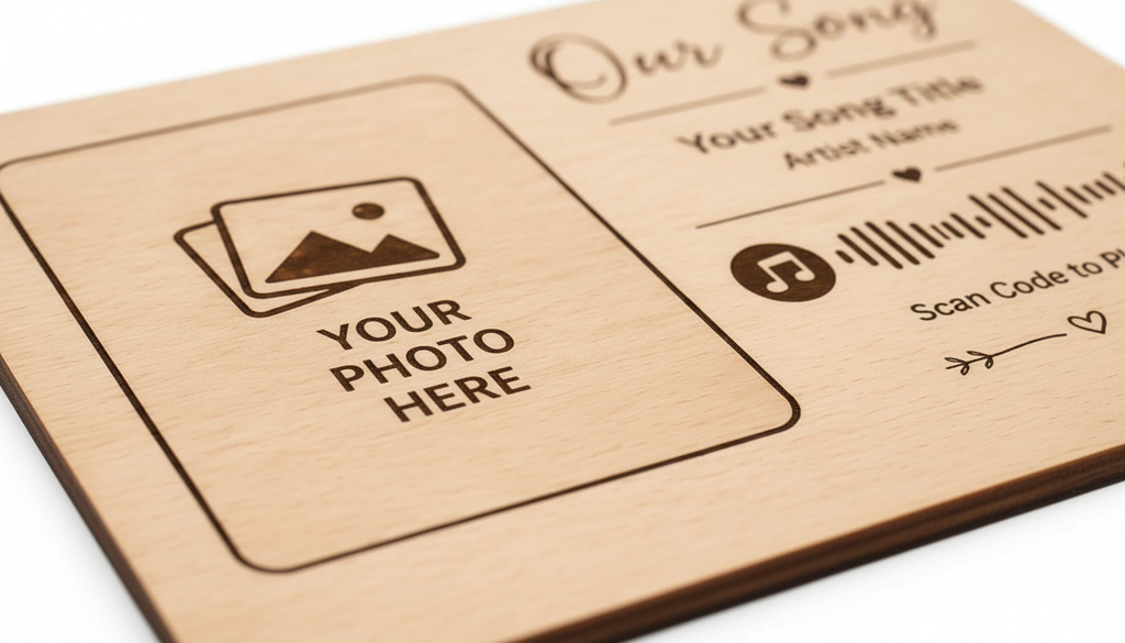 Personalised Wooden Music Plaque with Photo & Song Code