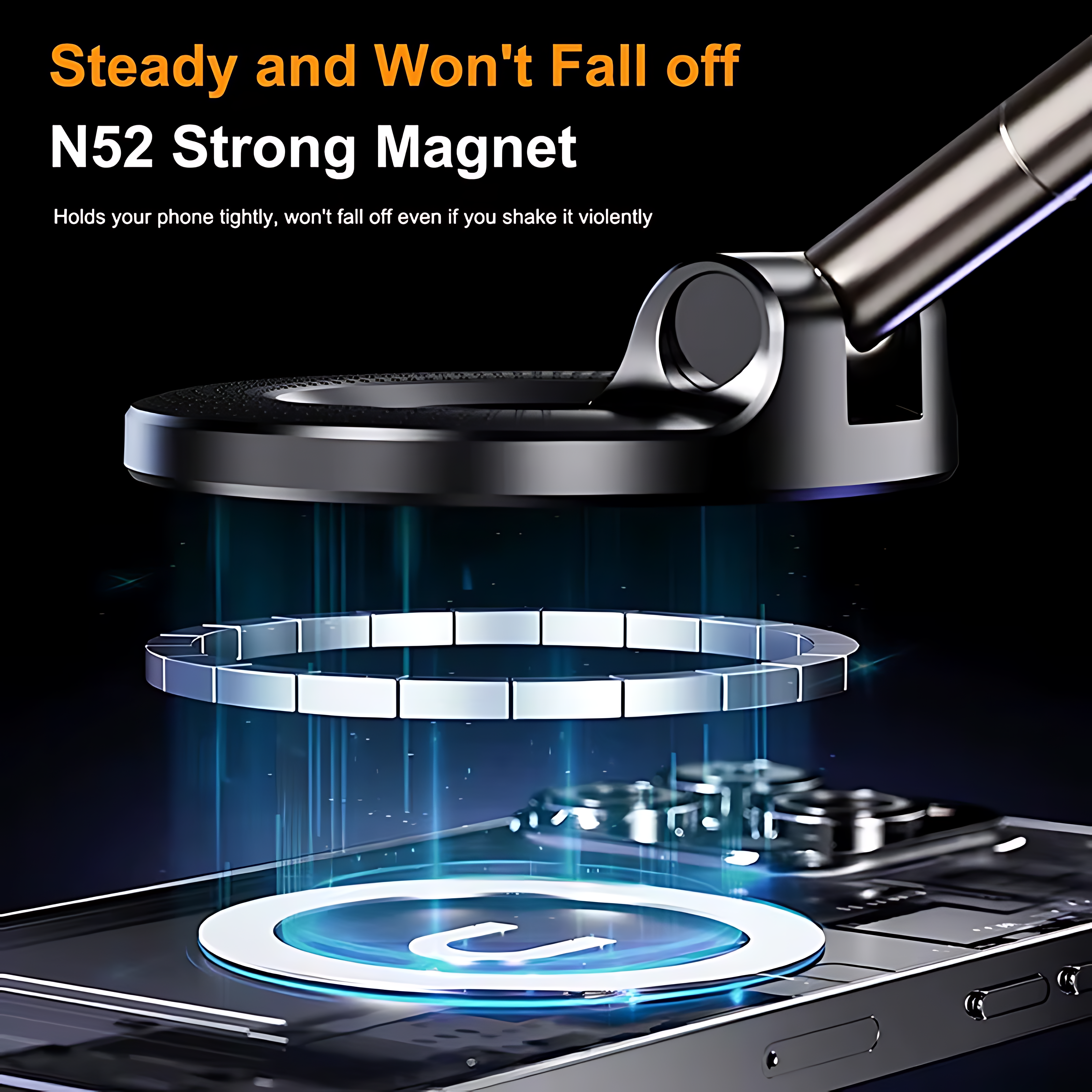 360° Foldable Magnetic Phone Holder – Adjustable Vacuum Car Mount